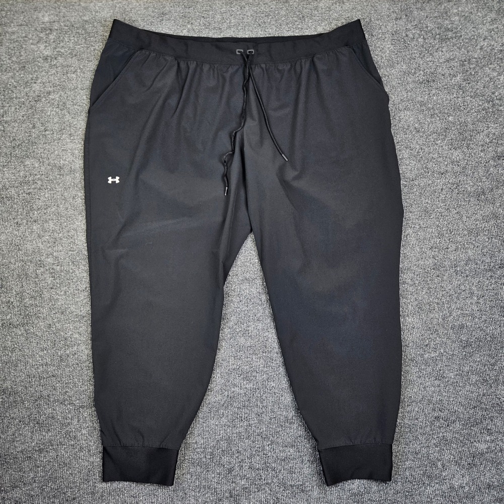 Under Armour Woven Pants Women 3X Black Sport HeatGear Joggers Loose Fit Stretch
